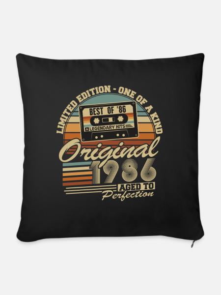 Original 1986 Jahrgang Vintage Geburtstag Retro - Sofakissenbezug 45 x 45 cm - Schwarz