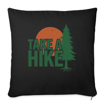 Randonnée Camping, Randonnée en plein air, Montagne nature - Housse de coussin décorative 45 x 45 cm - noir - Devant