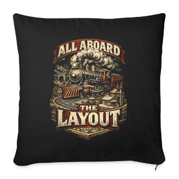 Chemin de fer miniature Tout à bord de la configuration - Housse de coussin décorative 45 x 45 cm - noir - Devant