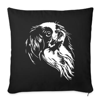 Silhouette du chien du menton du Japon Wilsigns - Housse de coussin décorative 45 x 45 cm - noir - Devant