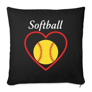Softball Heart Sports - Sofa pillowcase 17,3'' x 17,3'' (45 x 45 cm) - black - Front
