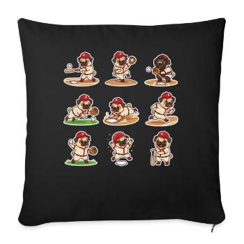Suesser Mops Baseball Spieler Lustiger Hund Sport - Sofakissenbezug 45 x 45 cm - Schwarz - Vorne