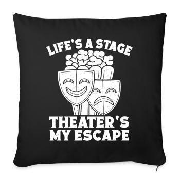 La vie théâtrale est un acteur de scène Théâtre musical - Housse de coussin décorative 45 x 45 cm - noir - Devant
