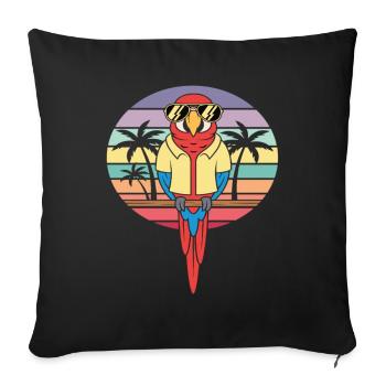 Palmiers d’été rétro Cool Parrot - Housse de coussin décorative 45 x 45 cm - noir - Devant