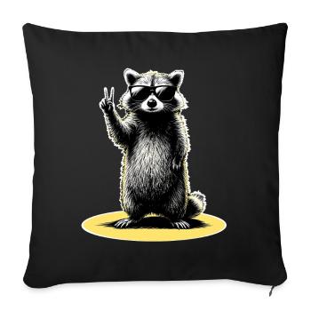 Paix des ratons laveurs - Housse de coussin décorative 45 x 45 cm - noir - Devant