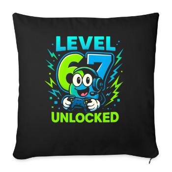 Level 67 Unlocked Six Seven Italian Brainrot Gamer - Sofa pillowcase 17,3'' x 17,3'' (45 x 45 cm) - black - Front