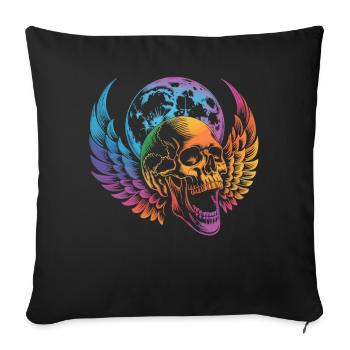 Chemise Aile de Crâne Gothique de Lune Colorée - Housse de coussin décorative 45 x 45 cm - noir - Devant