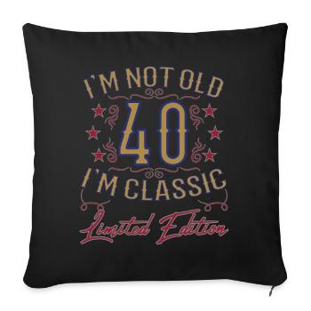 Dicton drôle du 40e anniversaire vintage - Housse de coussin décorative 45 x 45 cm - noir - Devant