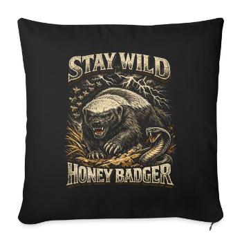 Blaireau miel Blaireau miel Animal - Housse de coussin décorative 45 x 45 cm - noir - Devant