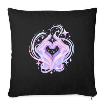 Pastel Heart Hands Magic - Sofa pillowcase 17,3'' x 17,3'' (45 x 45 cm) - black - Front