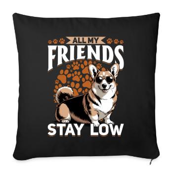 Corgi de race de chien drôle - Housse de coussin décorative 45 x 45 cm - noir - Devant