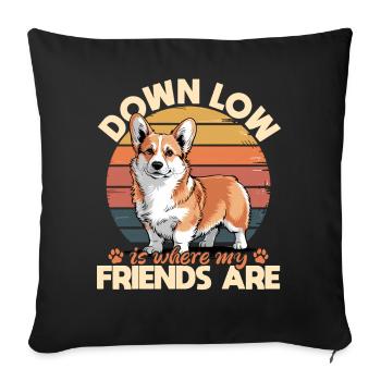 Corgi de race de chien drôle - Housse de coussin décorative 45 x 45 cm - noir - Devant