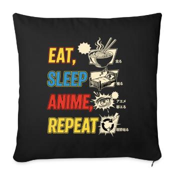 EAT SLEEP ANIME REPEAT - Sofa pillowcase 17,3'' x 17,3'' (45 x 45 cm) - black - Front