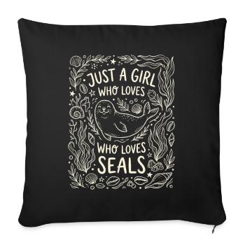Motif La fille adore les phoques - Housse de coussin décorative 45 x 45 cm - noir - Devant