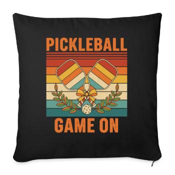 Jeu de pickleball Sur le joueur drôle de pickleball - Housse de coussin décorative 45 x 45 cm - noir - Devant