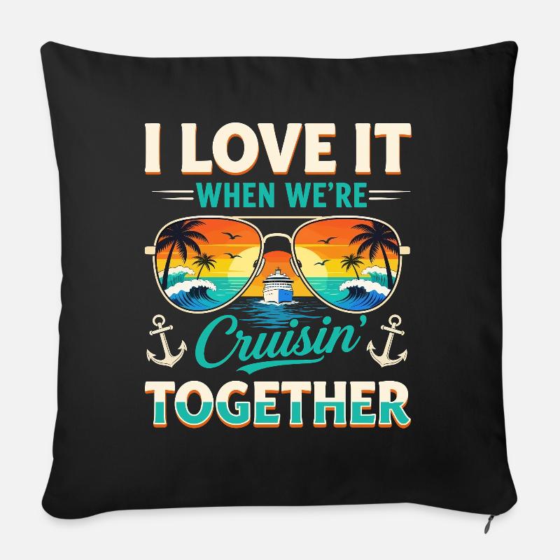 Croisière Cruise Ship Vacances - Housse de coussin décorative 45 x 45 cm - noir