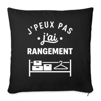 J'peux pas j'ai rangement - Housse de coussin décorative 45 x 45 cm - noir - Devant