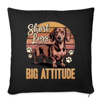 Teckel de race de chien drôle - Housse de coussin décorative 45 x 45 cm - noir - Devant