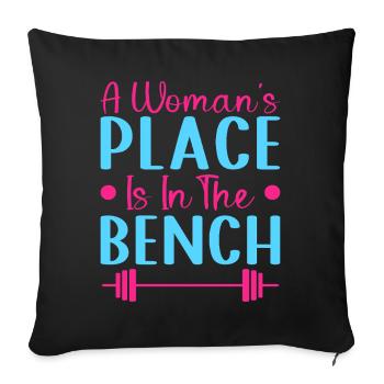 Bench Fitness Motivation Bodybuilder Woman’s Place - Housse de coussin décorative 45 x 45 cm - noir - Devant