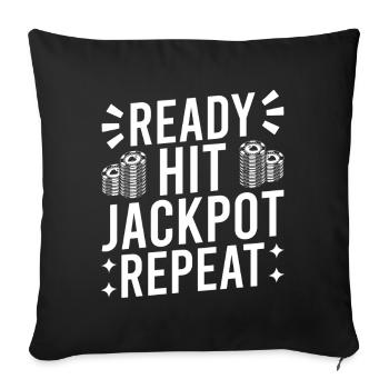 Joueur de casino prêt à gagner le jackpot à répétition - Housse de coussin décorative 45 x 45 cm - noir - Devant