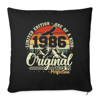 Cadeau d’anniversaire vintage original de 1986 - Housse de coussin décorative 45 x 45 cm - noir - Devant