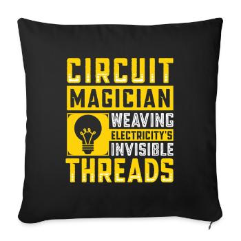 Électricien, technicien en électronique, électricien - Housse de coussin décorative 45 x 45 cm - noir - Devant