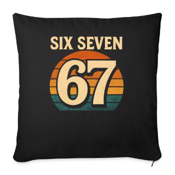Six Seven 67 Italian Brainrot Retro Sunset Meme - Sofa pillowcase 17,3'' x 17,3'' (45 x 45 cm) - black - Front