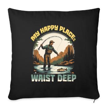 Fly Fishing Fly Anglers - Sofa pillowcase 17,3'' x 17,3'' (45 x 45 cm) - black - Front