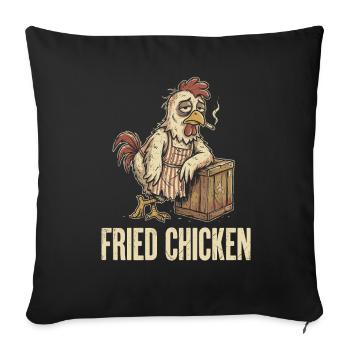 Poulet rétro : poulet frit - Housse de coussin décorative 45 x 45 cm - noir - Devant