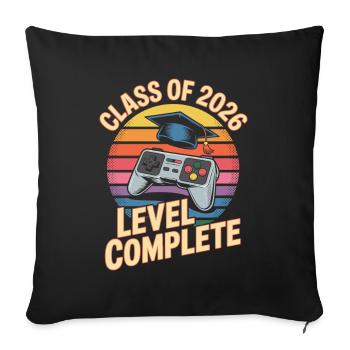 Niveau Complet 2026 Finition Rétro Gaming - Housse de coussin décorative 45 x 45 cm - noir - Devant