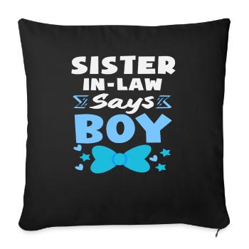 Demi-sœur parle d’une fête de révélation de sexe pour les jeunes - Housse de coussin décorative 45 x 45 cm - noir - Devant