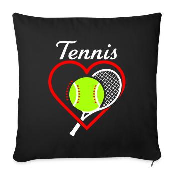 Raquette Tennis Heart - Housse de coussin décorative 45 x 45 cm - noir - Devant