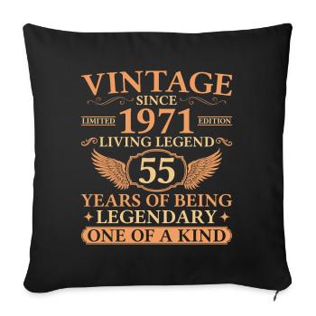 Original 1971 Vintage – 55th Birthday Legend - Sofa pillowcase 17,3'' x 17,3'' (45 x 45 cm) - black - Front