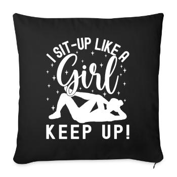 Gym Junkies Sit-Up Like A Girl Calisthenics - Sofa pillowcase 17,3'' x 17,3'' (45 x 45 cm) - black - Front