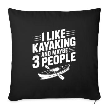 J’aime le kayak et peut-être 3 Peopleite - Housse de coussin décorative 45 x 45 cm - noir - Devant