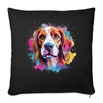 Colorful Dog Splash Art Beagle - Sofa pillowcase 17,3'' x 17,3'' (45 x 45 cm) - black - Front