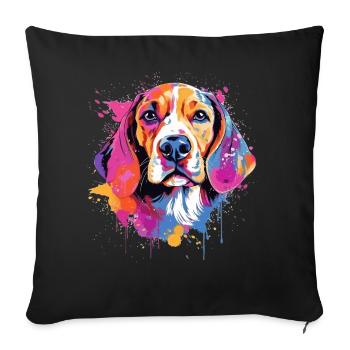 Colorful Splash Art Beagle Dog - Sofa pillowcase 17,3'' x 17,3'' (45 x 45 cm) - black - Front