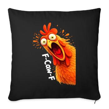 F-Caw-F Graphique drôle de mème de coq de poulet - Housse de coussin décorative 45 x 45 cm - noir - Devant