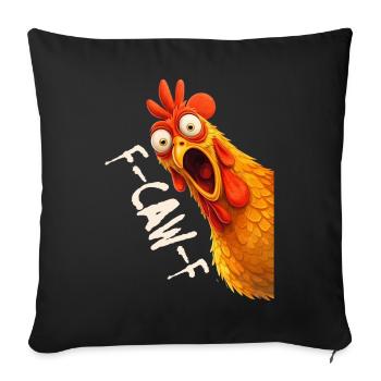 F-Caw-F Graphique drôle de mème de coq de poulet - Housse de coussin décorative 45 x 45 cm - noir - Devant
