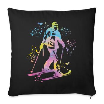 Alpine skier Winter sports Ski touring - Sofa pillowcase 17,3'' x 17,3'' (45 x 45 cm) - black - Front