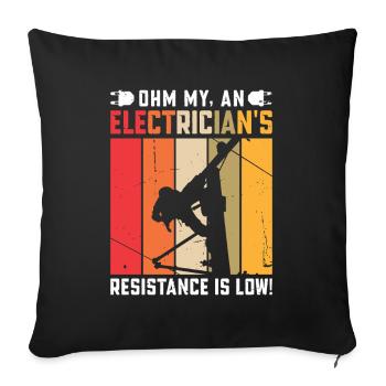 Électricien, technicien en électronique, électricien - Housse de coussin décorative 45 x 45 cm - noir - Devant