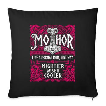 Mothor Viking Mère Thor Marteau Dire - Housse de coussin décorative 45 x 45 cm - noir - Devant