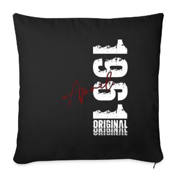 Cadeau du 65e anniversaire Mari Original avril 1961 - Housse de coussin décorative 45 x 45 cm - noir - Devant