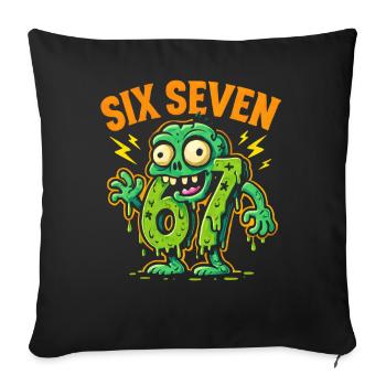 Six Seven 67 Humour d’horreur zombie Cerveau italien - Housse de coussin décorative 45 x 45 cm - noir - Devant