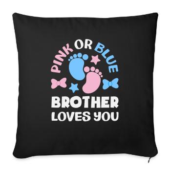 Révélation du genre Rose ou Bleu Frère T’aime - Housse de coussin décorative 45 x 45 cm - noir - Devant