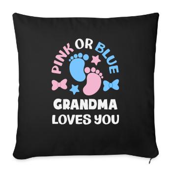 Pink Oder Blau Oma Liebt Dich Gender Reveal - Sofakissenbezug 45 x 45 cm - Schwarz - Vorne