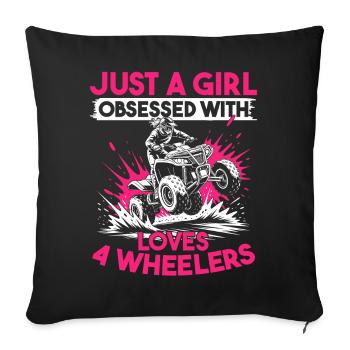 Quad ATV Woman Girl Four Wheeler - Sofa pillowcase 17,3'' x 17,3'' (45 x 45 cm) - black - Front