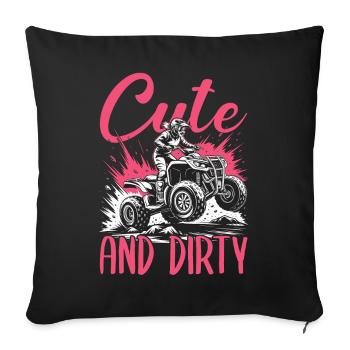 Quad ATV Woman Girl Four Wheeler - Sofa pillowcase 17,3'' x 17,3'' (45 x 45 cm) - black - Front
