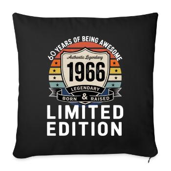 Vintage 1966 60th Birthday Gift Men Women 60 Years - Housse de coussin décorative 45 x 45 cm - noir - Devant
