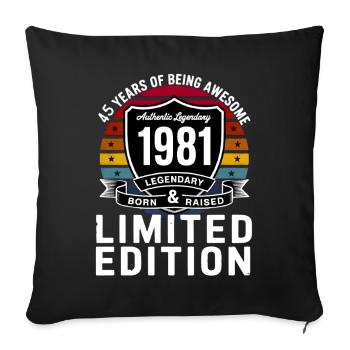 Vintage 1981 45th Birthday Gift Men Women 45 - Housse de coussin décorative 45 x 45 cm - noir - Devant